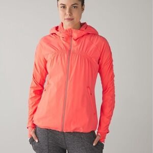 Lululemon Jacket Womens 4 Neon Orange Gather Me Slightly Full Zip‎ Hooded